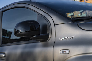Fiat Panda Sport, neu, Grau, Matt, Details, Seitenspiegel, Emblem, Logo